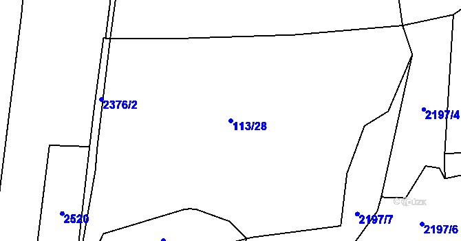 Parcela st. 113/28 v KÚ Petroupim, Katastrální mapa