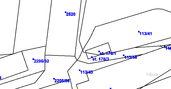 Parcela st. 113/33 v KÚ Petroupim, Katastrální mapa