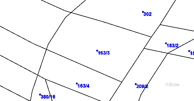 Parcela st. 163/3 v KÚ Petroupim, Katastrální mapa