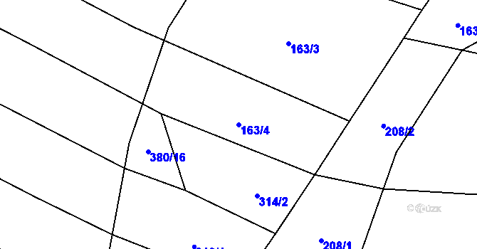 Parcela st. 163/4 v KÚ Petroupim, Katastrální mapa