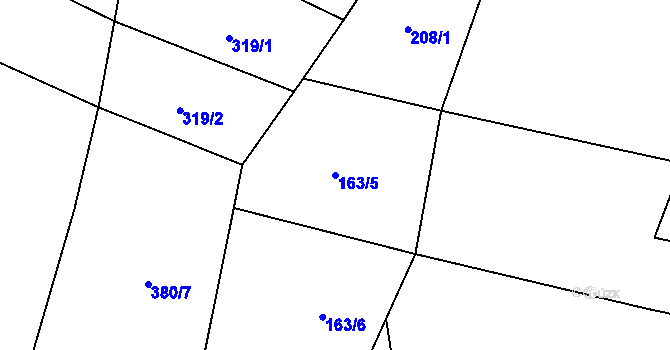 Parcela st. 163/5 v KÚ Petroupim, Katastrální mapa