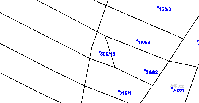 Parcela st. 380/16 v KÚ Petroupim, Katastrální mapa