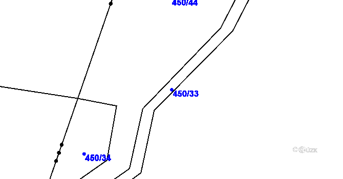 Parcela st. 450/33 v KÚ Petroupim, Katastrální mapa