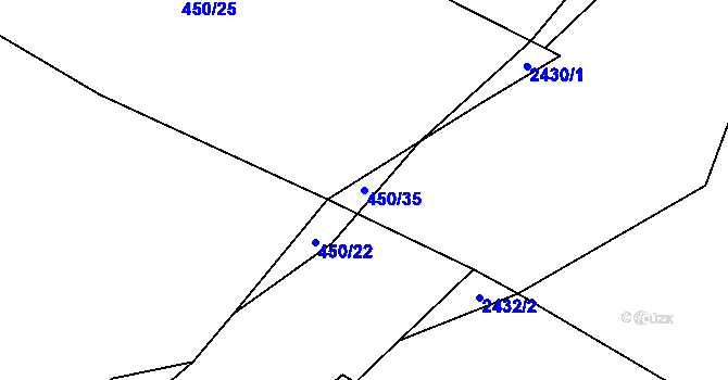 Parcela st. 450/35 v KÚ Petroupim, Katastrální mapa