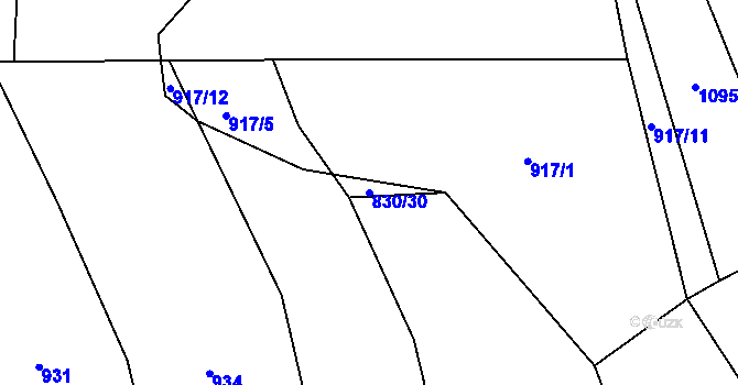 Parcela st. 830/30 v KÚ Petroupim, Katastrální mapa