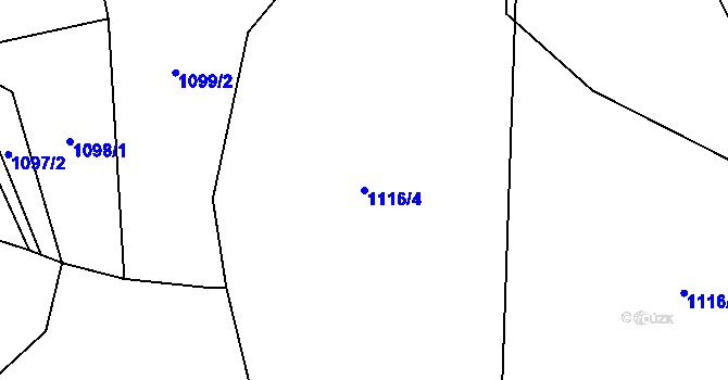 Parcela st. 1116/4 v KÚ Petroupim, Katastrální mapa