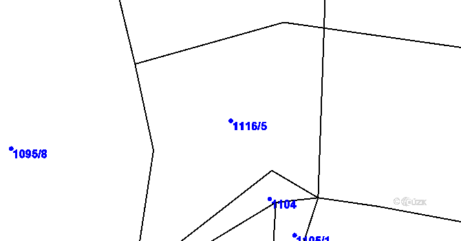 Parcela st. 1116/5 v KÚ Petroupim, Katastrální mapa