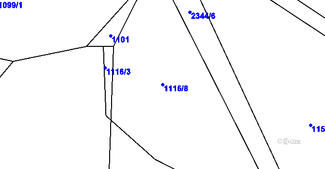 Parcela st. 1116/8 v KÚ Petroupim, Katastrální mapa