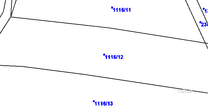 Parcela st. 1116/12 v KÚ Petroupim, Katastrální mapa
