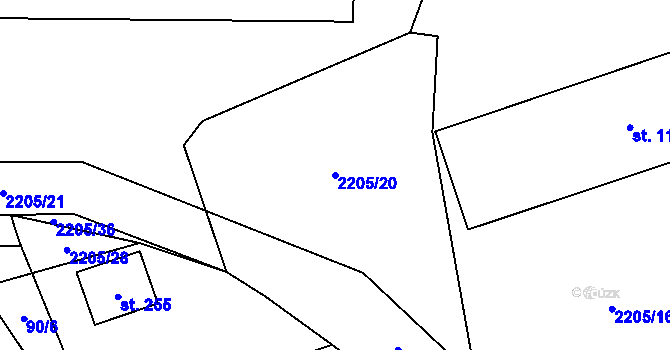 Parcela st. 2205/20 v KÚ Petroupim, Katastrální mapa