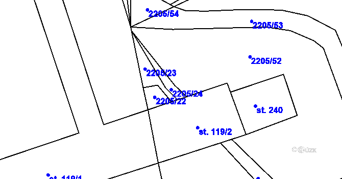 Parcela st. 2205/24 v KÚ Petroupim, Katastrální mapa