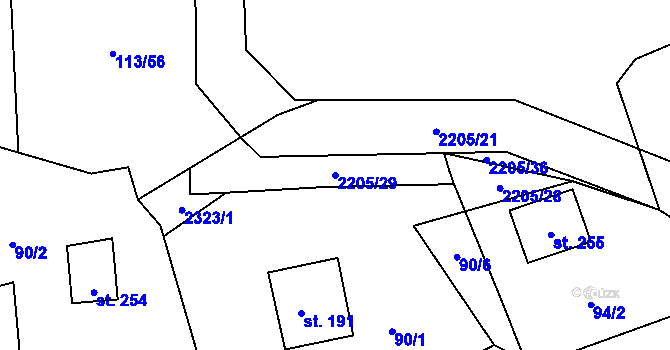 Parcela st. 2205/29 v KÚ Petroupim, Katastrální mapa