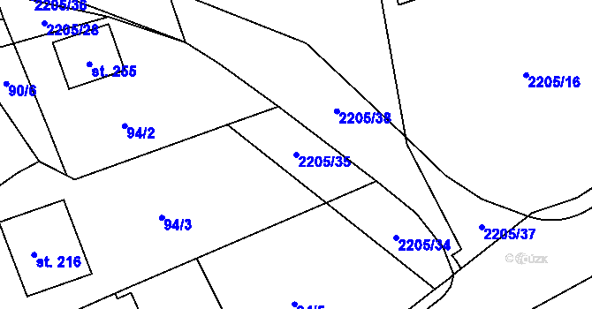 Parcela st. 2205/35 v KÚ Petroupim, Katastrální mapa