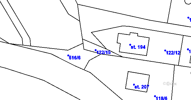 Parcela st. 122/15 v KÚ Petroupim, Katastrální mapa