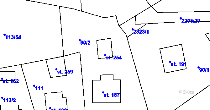 Parcela st. 254 v KÚ Petroupim, Katastrální mapa