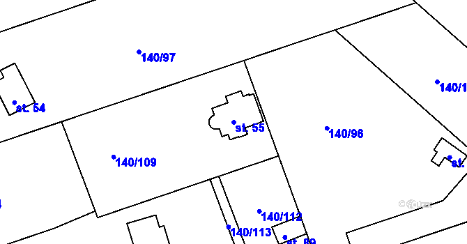Parcela st. 55 v KÚ Sázava u Petrova, Katastrální mapa