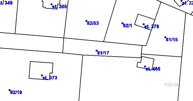 Parcela st. 81/17 v KÚ Sázava u Petrova, Katastrální mapa