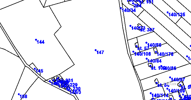 Parcela st. 147 v KÚ Sázava u Petrova, Katastrální mapa