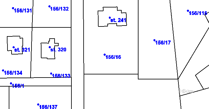 Parcela st. 156/16 v KÚ Sázava u Petrova, Katastrální mapa
