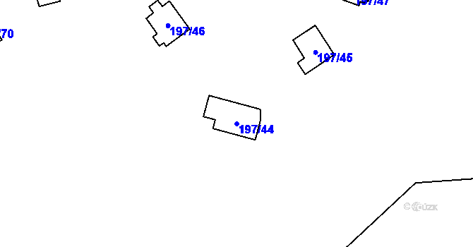 Parcela st. 197/44 v KÚ Sázava u Petrova, Katastrální mapa