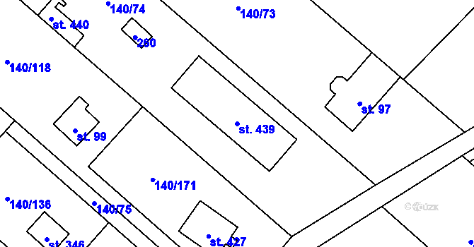 Parcela st. 439 v KÚ Sázava u Petrova, Katastrální mapa