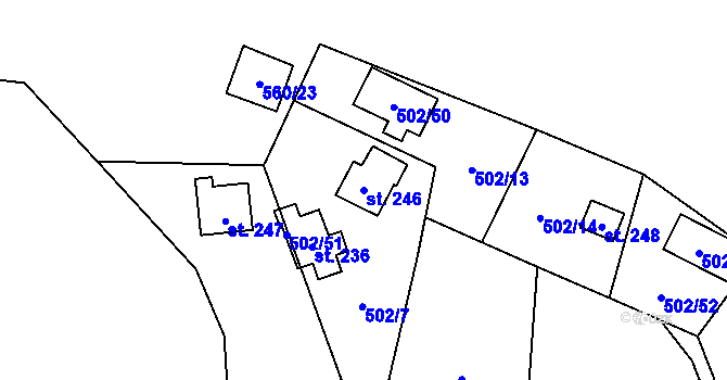 Parcela st. 246 v KÚ Petrov u Prahy, Katastrální mapa