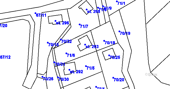 Parcela st. 293 v KÚ Petrov u Prahy, Katastrální mapa
