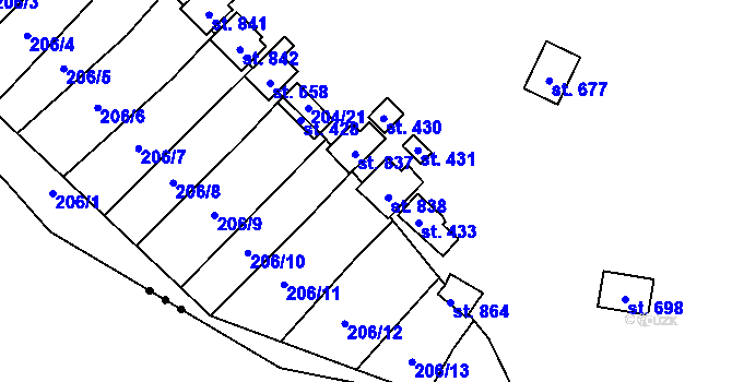 Parcela st. 432 v KÚ Petrov u Prahy, Katastrální mapa