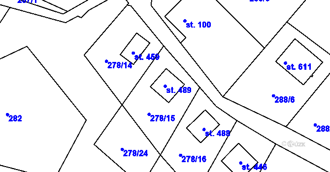 Parcela st. 489 v KÚ Petrov u Prahy, Katastrální mapa