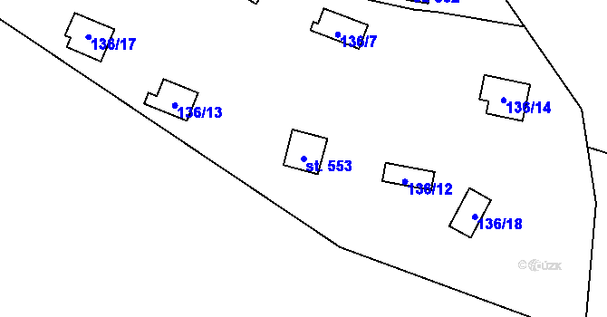 Parcela st. 553 v KÚ Petrov u Prahy, Katastrální mapa