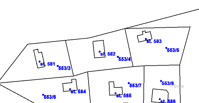 Parcela st. 582 v KÚ Petrov u Prahy, Katastrální mapa