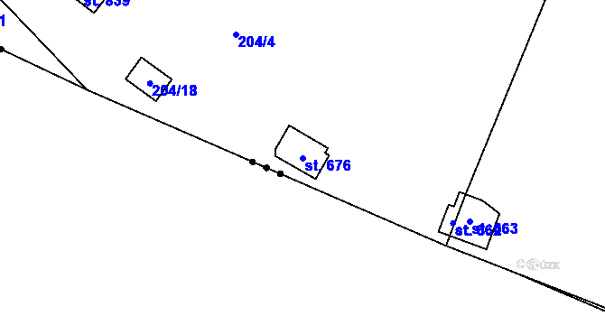 Parcela st. 676 v KÚ Petrov u Prahy, Katastrální mapa