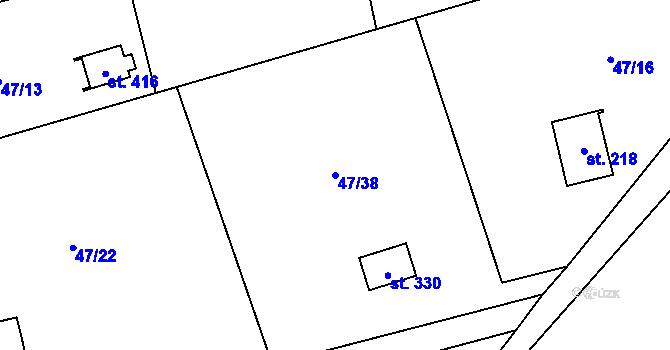 Parcela st. 47/38 v KÚ Petrov u Prahy, Katastrální mapa
