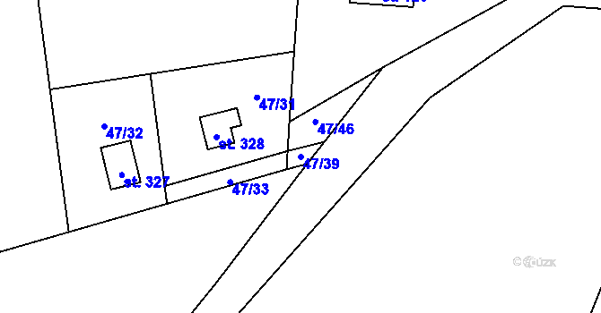 Parcela st. 47/39 v KÚ Petrov u Prahy, Katastrální mapa
