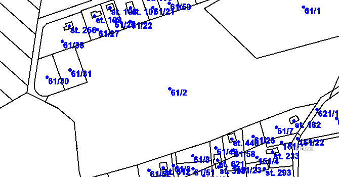 Parcela st. 61/2 v KÚ Petrov u Prahy, Katastrální mapa