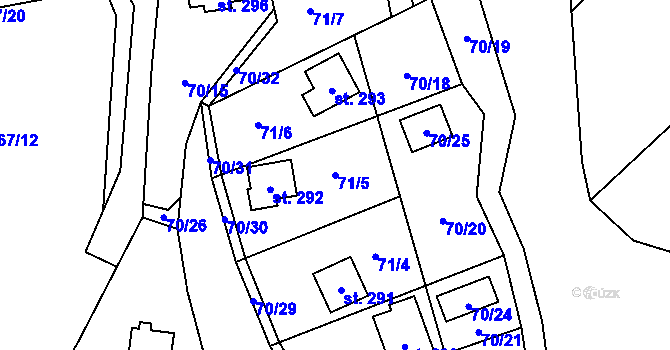 Parcela st. 71/5 v KÚ Petrov u Prahy, Katastrální mapa