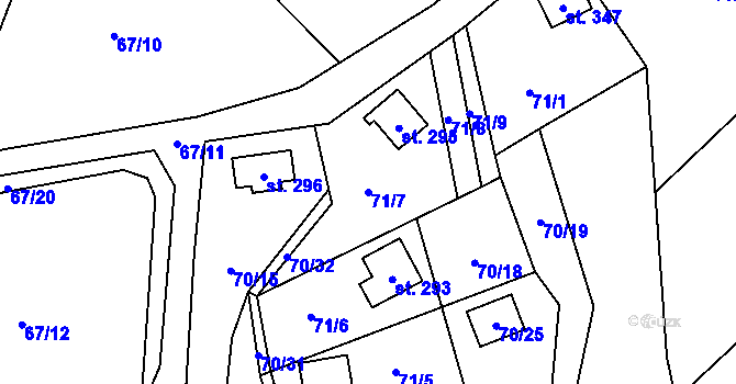Parcela st. 71/7 v KÚ Petrov u Prahy, Katastrální mapa
