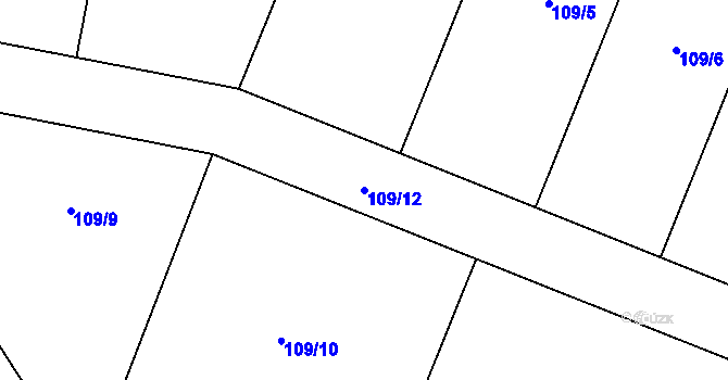 Parcela st. 109/12 v KÚ Petrov u Prahy, Katastrální mapa