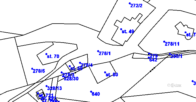 Parcela st. 278/1 v KÚ Petrov u Prahy, Katastrální mapa
