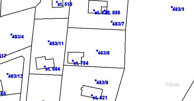 Parcela st. 483/8 v KÚ Petrov u Prahy, Katastrální mapa