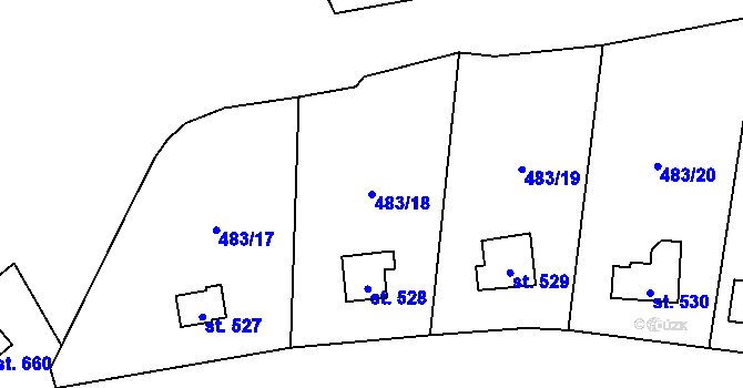 Parcela st. 483/18 v KÚ Petrov u Prahy, Katastrální mapa