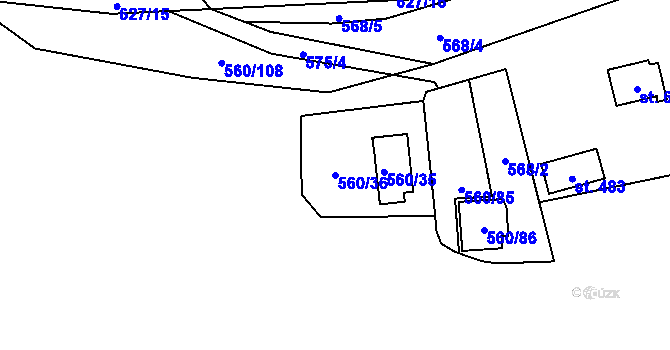 Parcela st. 560/36 v KÚ Petrov u Prahy, Katastrální mapa