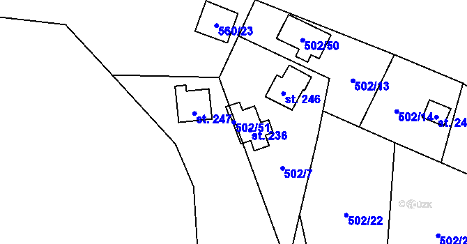 Parcela st. 502/51 v KÚ Petrov u Prahy, Katastrální mapa