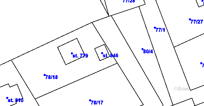 Parcela st. 846 v KÚ Petrov u Prahy, Katastrální mapa