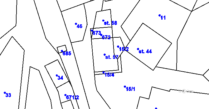 Parcela st. 57 v KÚ Petrov, Katastrální mapa