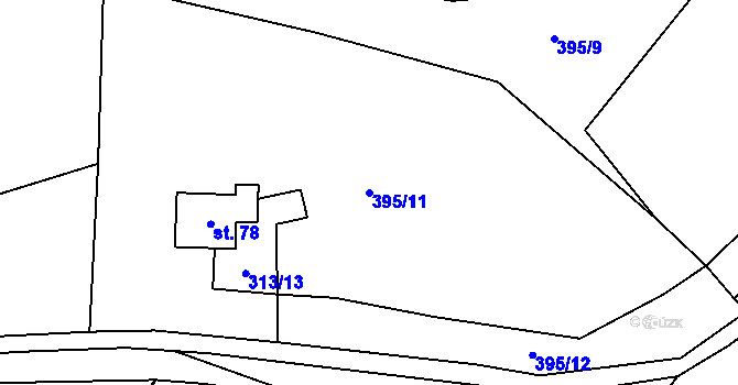 Parcela st. 395/11 v KÚ Petrov, Katastrální mapa