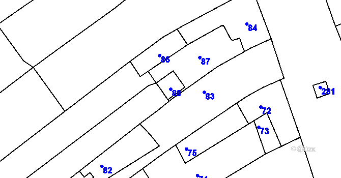 Parcela st. 88 v KÚ Petrov u Hodonína, Katastrální mapa