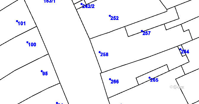 Parcela st. 258 v KÚ Petrov u Hodonína, Katastrální mapa