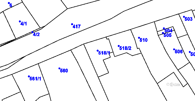 Parcela st. 518/1 v KÚ Petrov u Hodonína, Katastrální mapa