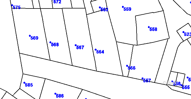 Parcela st. 564 v KÚ Petrov u Hodonína, Katastrální mapa
